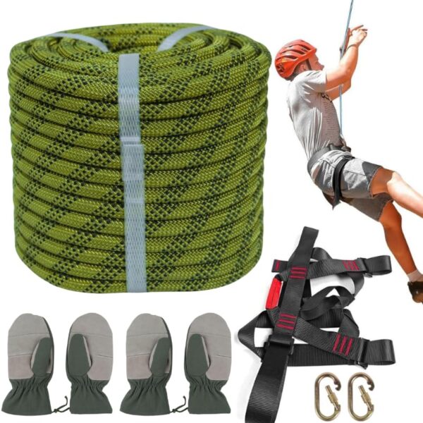 JS Defence (12MM 100Mtr) Climbing Rope Kit Static Kernmantle Rope