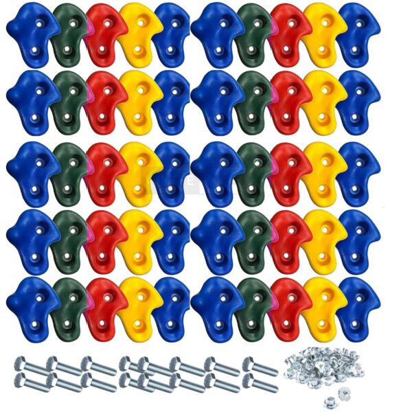JS Defence 48 Packs Plastic Climbing Holds for Kids & Adults